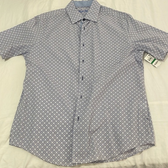 Light pattern blue Terra Elba short sleeve button up - Picture 1 of 4